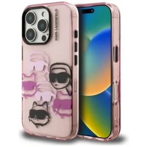 Etui Karl Lagerfeld IML Multi K&C Head Pattern do Apple iPhone 16 Pro różowy