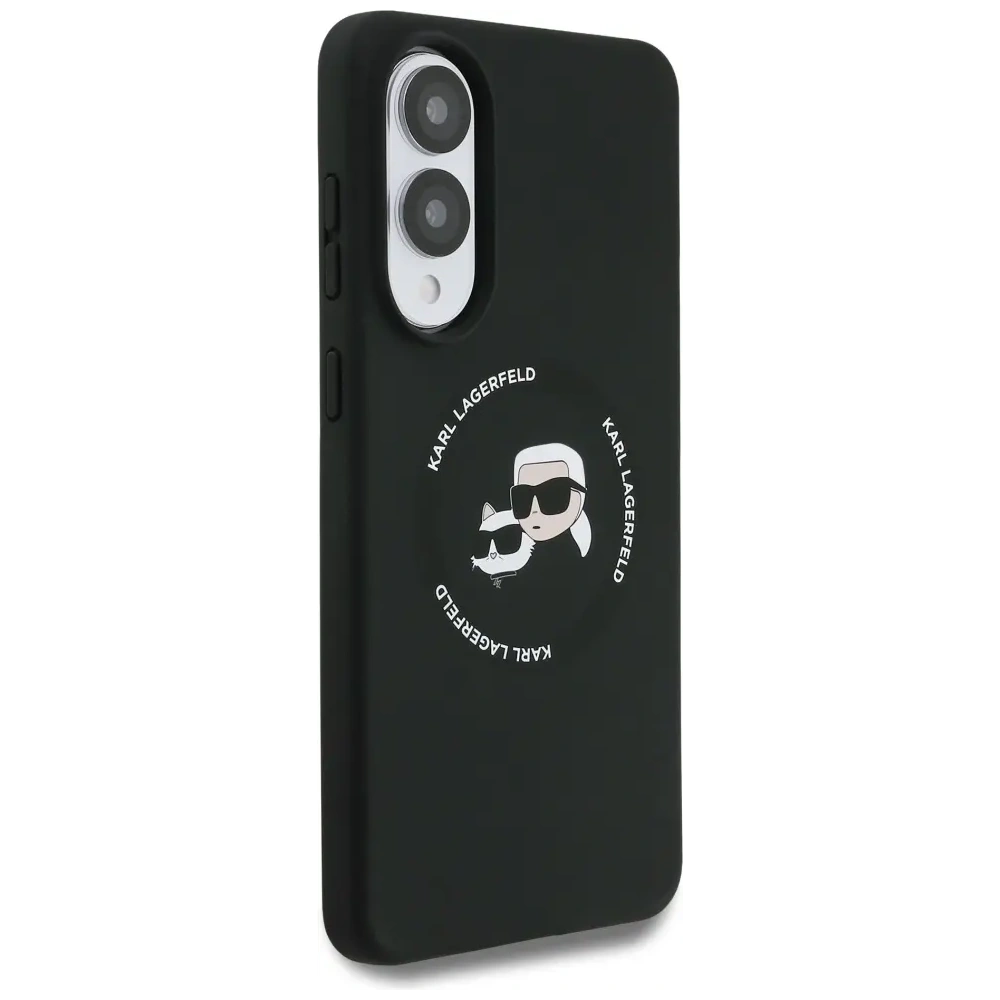 Etui Karl Lagerfeld Silicone Double Heads And Circle MagSafe do Samsung Galaxy S25 Edge czarny