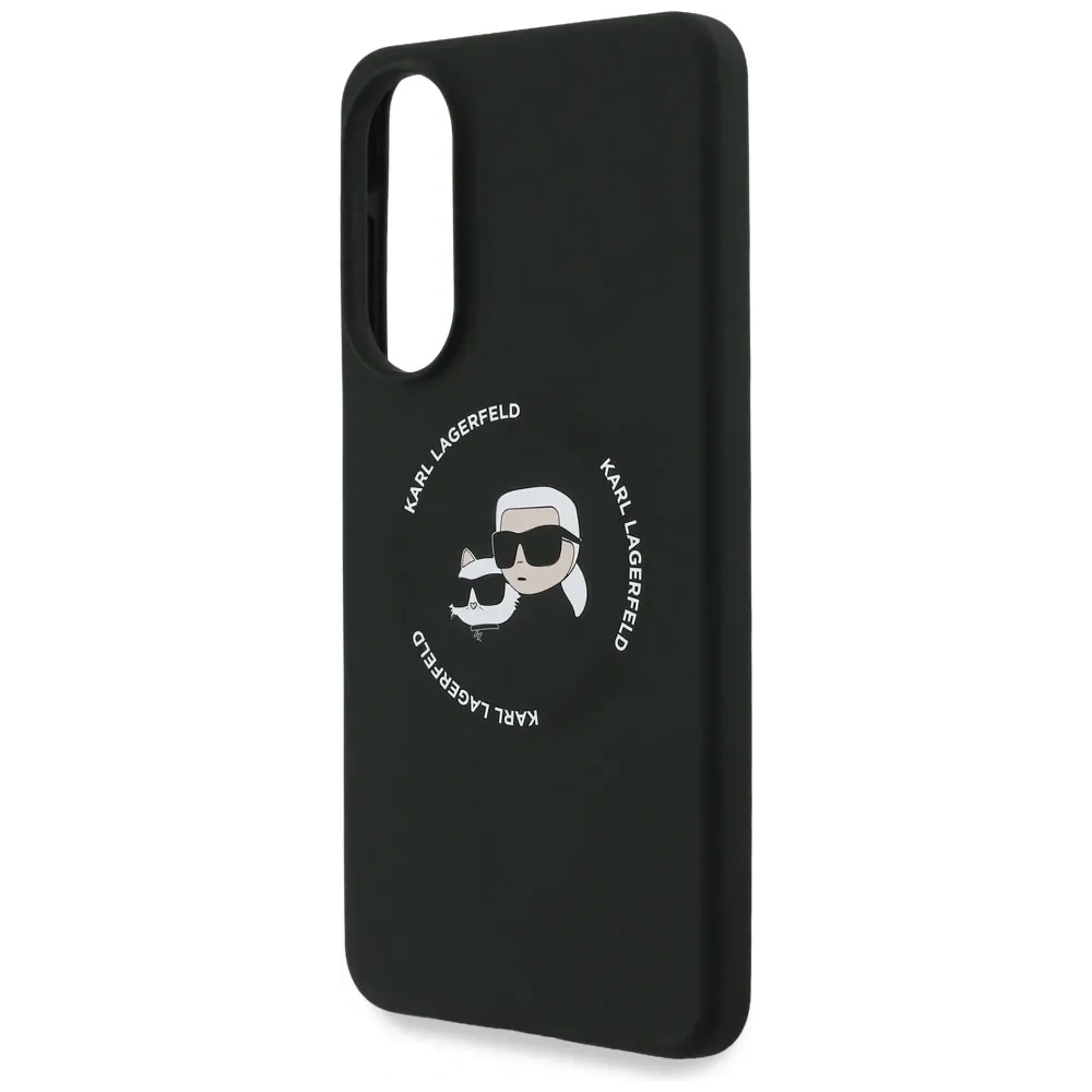 Etui Karl Lagerfeld Silicone Double Heads And Circle MagSafe do Samsung Galaxy S25 Edge czarny