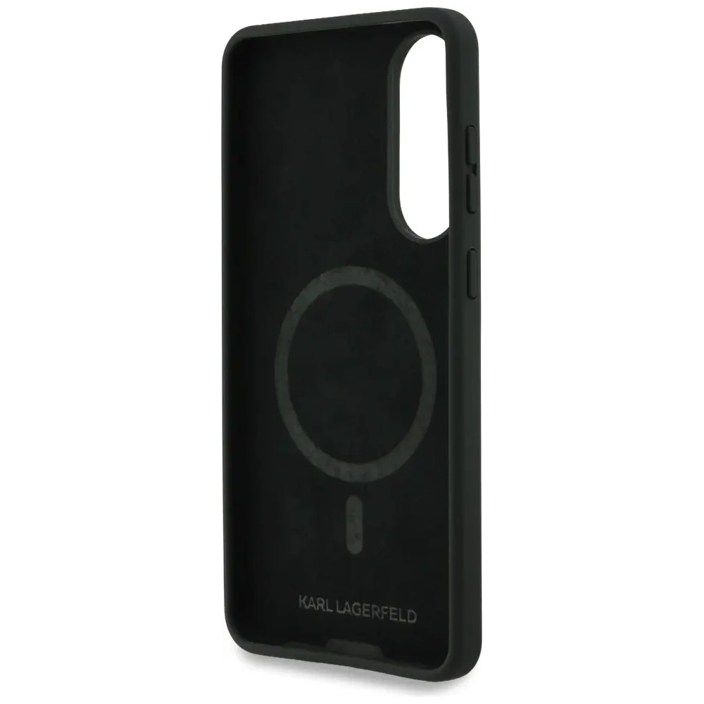 Etui Karl Lagerfeld Silicone Double Heads And Circle MagSafe do Samsung Galaxy S25 Edge czarny