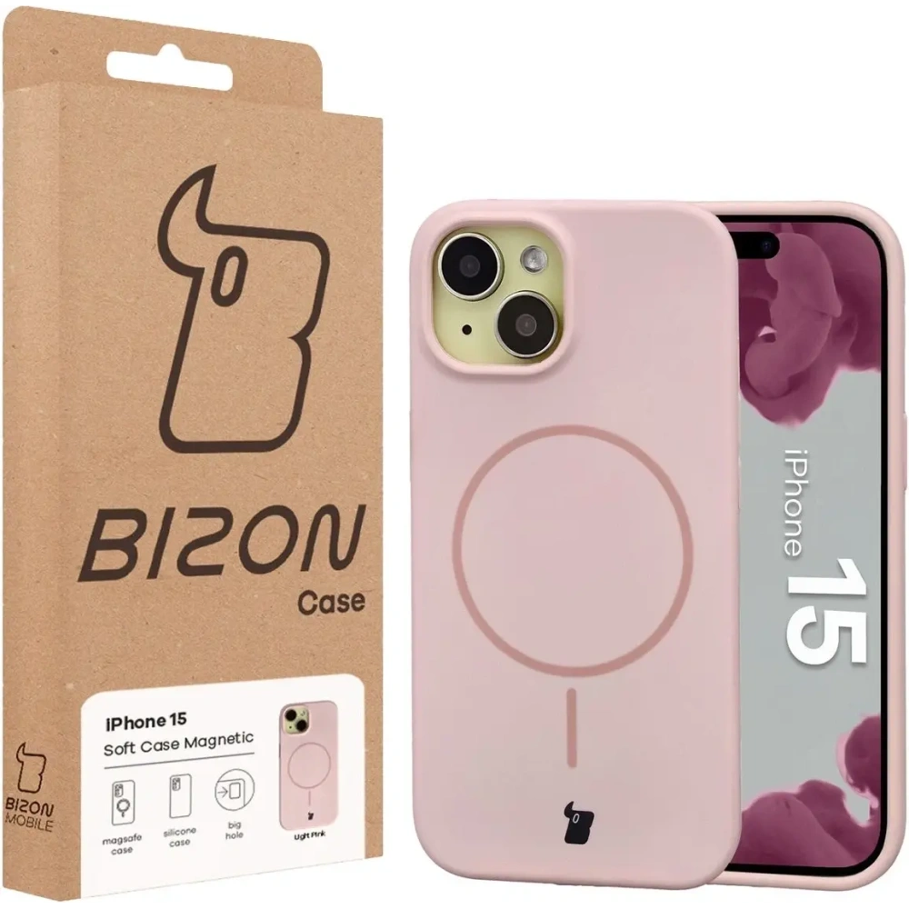 Bizon Soft Case Magnetic Apple iPhone 15 light pink