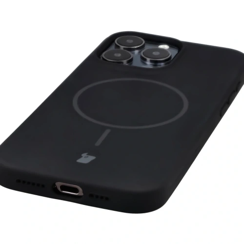 Silikonowe etui z pierścieniem magnetycznym Bizon Soft Case Magnetic do Apple iPhone 15 Pro Max czarne