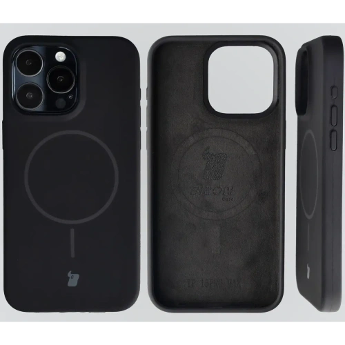 Silikonowe etui z pierścieniem magnetycznym Bizon Soft Case Magnetic do Apple iPhone 15 Pro Max czarne