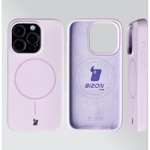 Silikonowe etui z pierścieniem magnetycznym Bizon Soft Case Magnetic do Apple iPhone 15 Pro jasnofioletowe