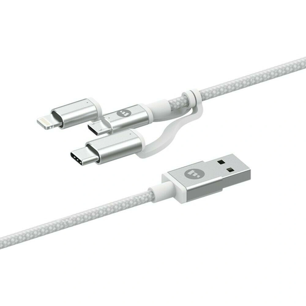 Hurtownia GSM - Kabel Mophie 3w1 USB-C, microUSB oraz lightning - USB-A 1m (biały) - MPH024WHT - {ean13} - Hurt