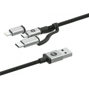 Hurtownia GSM - Kabel Mophie 3w1 USB-C, microUSB oraz lightning - USB-A 1m (czarny) - MPH025BLK - {ean13} - Hurt