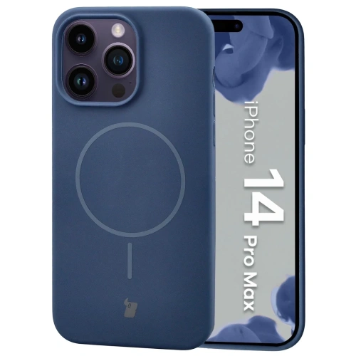 Silikonowe etui z pierścieniem magnetycznym Bizon Soft Case Magnetic do Apple iPhone 14 Pro Max granatowe