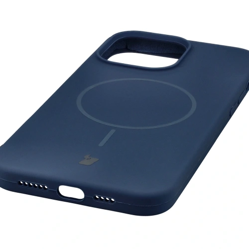 Silikonowe etui z pierścieniem magnetycznym Bizon Soft Case Magnetic do Apple iPhone 14 Pro Max granatowe