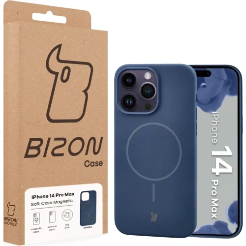Silikonowe etui z pierścieniem magnetycznym Bizon Soft Case Magnetic do Apple iPhone 14 Pro Max granatowe