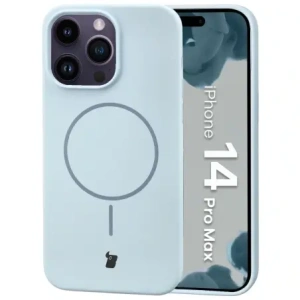 Silikonowe etui z pierścieniem magnetycznym Bizon Soft Case Magnetic do Apple iPhone 14 Pro Max błękitne