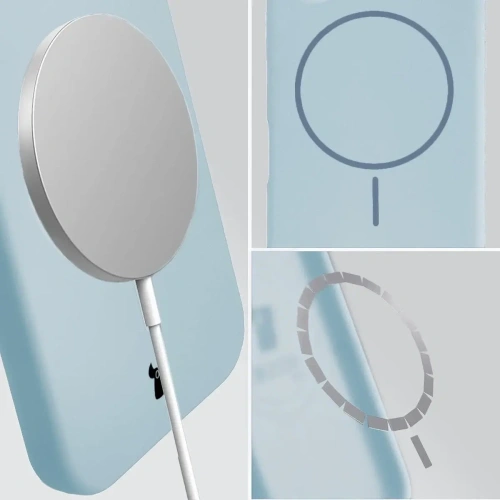 Silikonowe etui z pierścieniem magnetycznym Bizon Soft Case Magnetic do Apple iPhone 14 Pro Max błękitne