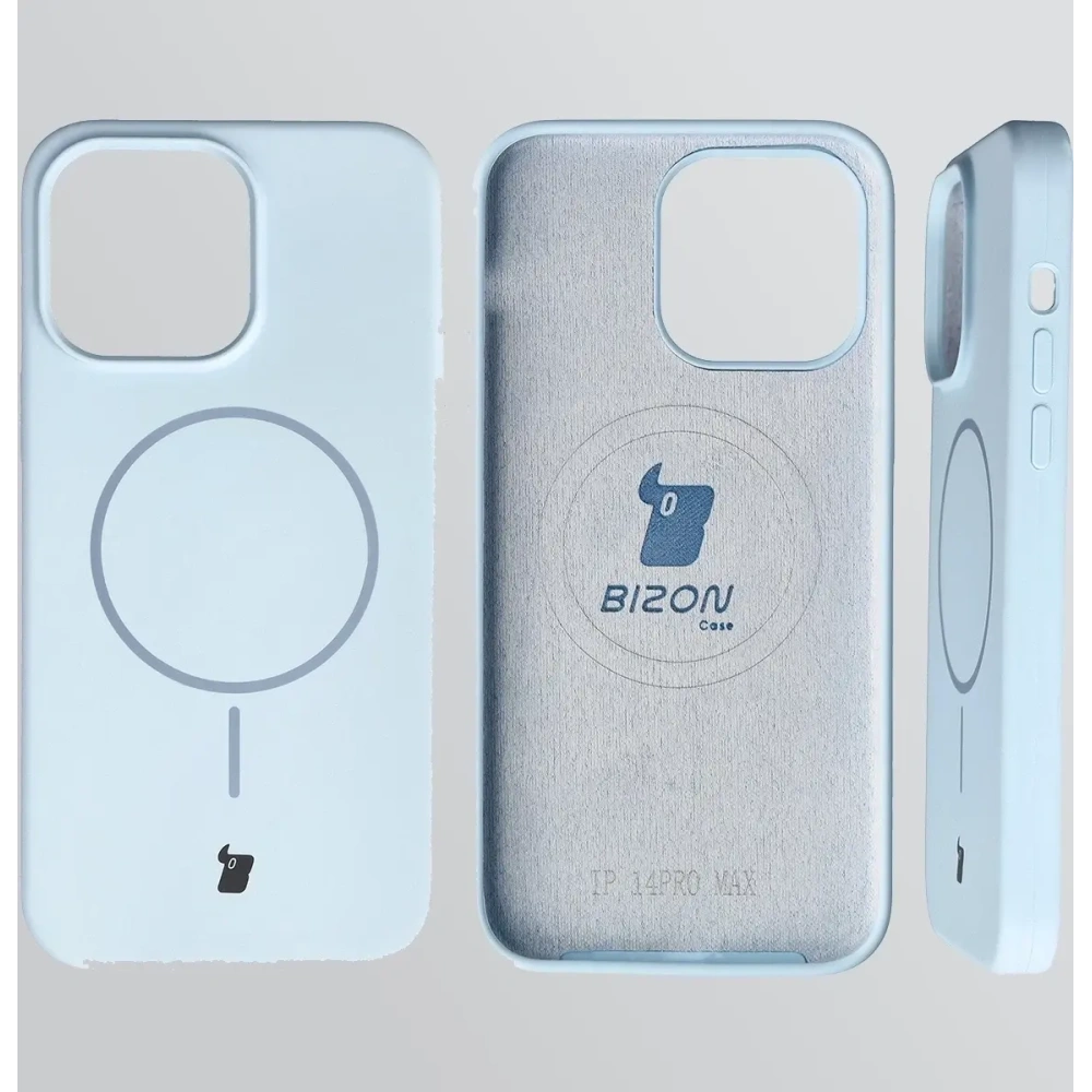 Silikonowe etui z pierścieniem magnetycznym Bizon Soft Case Magnetic do Apple iPhone 14 Pro Max błękitne