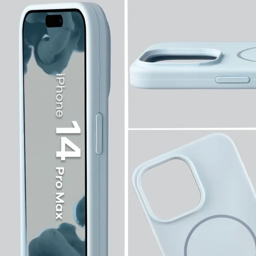 Silikonowe etui z pierścieniem magnetycznym Bizon Soft Case Magnetic do Apple iPhone 14 Pro Max błękitne