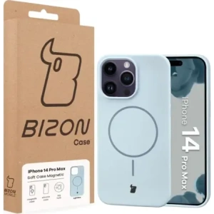 Silikonowe etui z pierścieniem magnetycznym Bizon Soft Case Magnetic do Apple iPhone 14 Pro Max błękitne