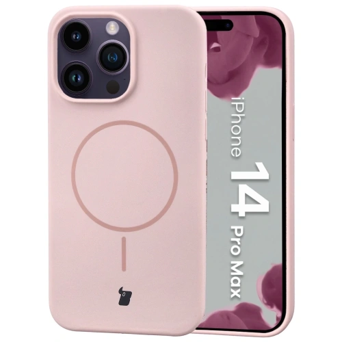 Silikonowe etui z pierścieniem magnetycznym Bizon Soft Case Magnetic do Apple iPhone 14 Pro Max jasnoróżowe