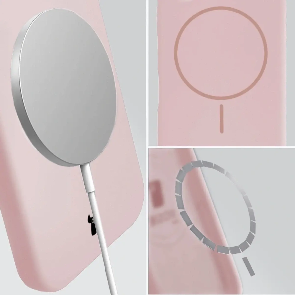 Silikonowe etui z pierścieniem magnetycznym Bizon Soft Case Magnetic do Apple iPhone 14 Pro Max jasnoróżowe