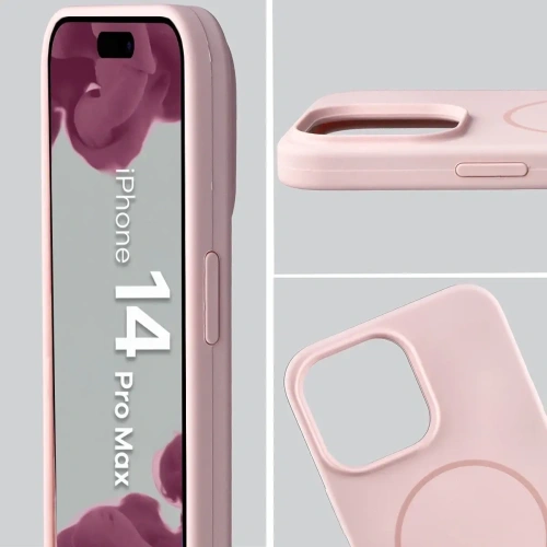 Silikonowe etui z pierścieniem magnetycznym Bizon Soft Case Magnetic do Apple iPhone 14 Pro Max jasnoróżowe
