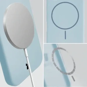 Silikonowe etui z pierścieniem magnetycznym Bizon Soft Case Magnetic do Apple iPhone 15 Pro Max błękitne