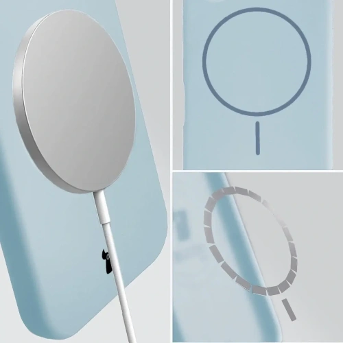 Silikonowe etui z pierścieniem magnetycznym Bizon Soft Case Magnetic do Apple iPhone 15 Pro Max błękitne