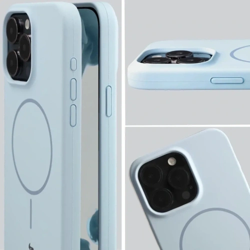 Silikonowe etui z pierścieniem magnetycznym Bizon Soft Case Magnetic do Apple iPhone 15 Pro Max błękitne