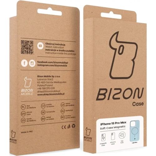 Silikonowe etui z pierścieniem magnetycznym Bizon Soft Case Magnetic do Apple iPhone 15 Pro Max błękitne
