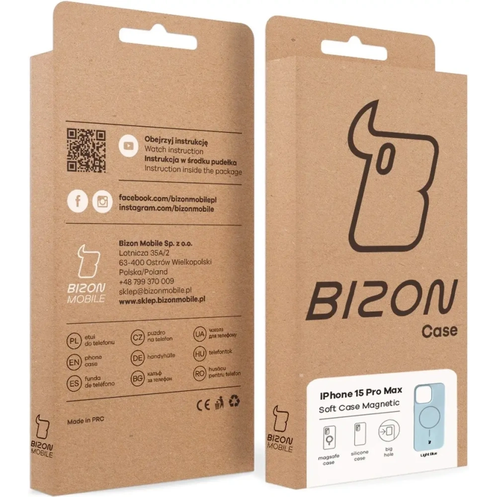 Silikonowe etui z pierścieniem magnetycznym Bizon Soft Case Magnetic do Apple iPhone 15 Pro Max błękitne