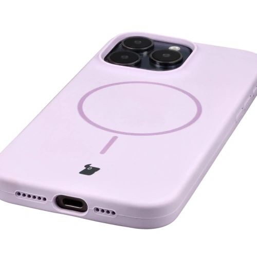 Silikonowe etui z pierścieniem magnetycznym Bizon Soft Case Magnetic do Apple iPhone 15 Pro Max jasnofioletowe