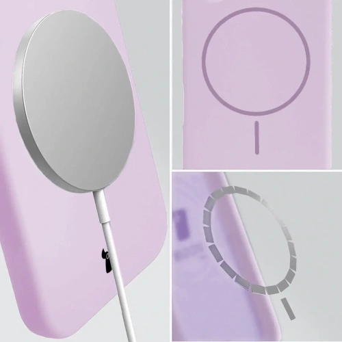 Silikonowe etui z pierścieniem magnetycznym Bizon Soft Case Magnetic do Apple iPhone 15 Pro Max jasnofioletowe