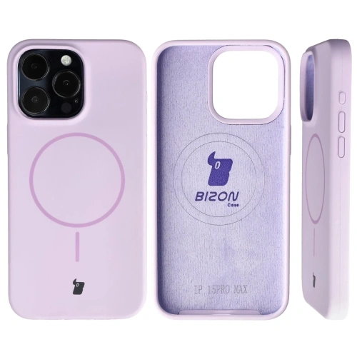 Silikonowe etui z pierścieniem magnetycznym Bizon Soft Case Magnetic do Apple iPhone 15 Pro Max jasnofioletowe