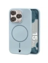 Silikonowe etui z pierścieniem magnetycznym Bizon Soft Case Magnetic do Apple iPhone 15 Pro błękitne