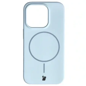 Silikonowe etui z pierścieniem magnetycznym Bizon Soft Case Magnetic do Apple iPhone 15 Pro błękitne