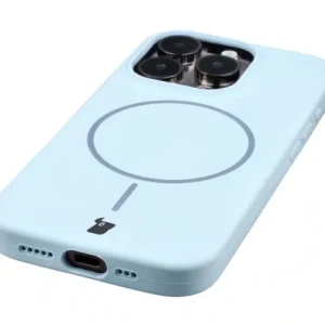Silikonowe etui z pierścieniem magnetycznym Bizon Soft Case Magnetic do Apple iPhone 15 Pro błękitne