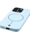 Silikonowe etui z pierścieniem magnetycznym Bizon Soft Case Magnetic do Apple iPhone 15 Pro błękitne