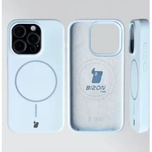 Silikonowe etui z pierścieniem magnetycznym Bizon Soft Case Magnetic do Apple iPhone 15 Pro błękitne