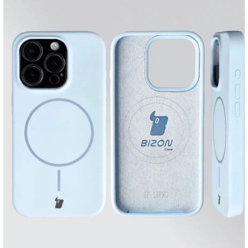 Silikonowe etui z pierścieniem magnetycznym Bizon Soft Case Magnetic do Apple iPhone 15 Pro błękitne