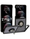 Etui z uchwytem na palec Bizon Case Hybrid Ring do Samsung Galaxy Z Flip7 przydymione z czarną ramką