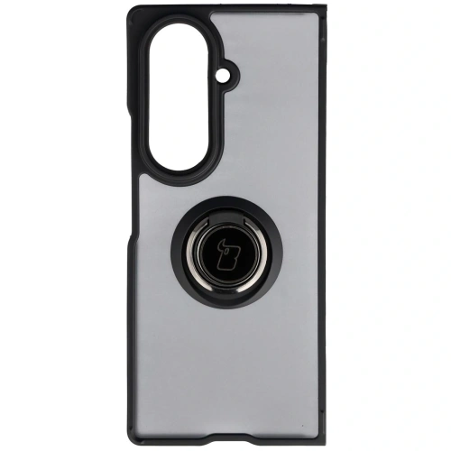 Etui z uchwytem na palec Bizon Case Hybrid Ring do Samsung Galaxy Z Fold7 przydymione z czarną ramką