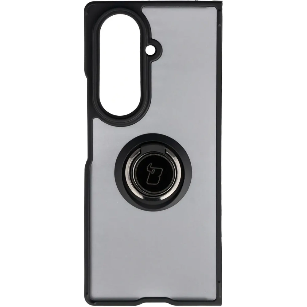Etui z uchwytem na palec Bizon Case Hybrid Ring do Samsung Galaxy Z Fold7 przydymione z czarną ramką