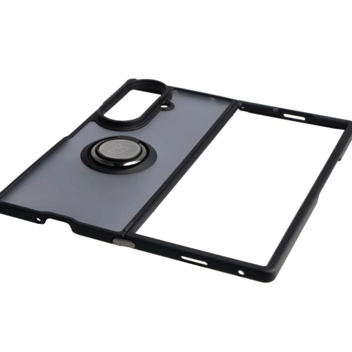 Etui z uchwytem na palec Bizon Case Hybrid Ring do Samsung Galaxy Z Fold7 przydymione z czarną ramką