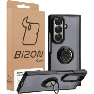 Etui z uchwytem na palec Bizon Case Hybrid Ring do Samsung Galaxy Z Fold7 przydymione z czarną ramką