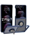 Etui z uchwytem na palec Bizon Case Hybrid Ring do Samsung Galaxy Z Flip7 przydymione z ciemnoniebieską ramką