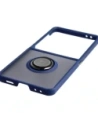 Etui z uchwytem na palec Bizon Case Hybrid Ring do Samsung Galaxy Z Flip7 przydymione z ciemnoniebieską ramką