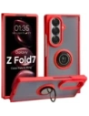 Etui z uchwytem na palec Bizon Case Hybrid Ring do Samsung Galaxy Z Fold7 przydymione z czerwoną ramką