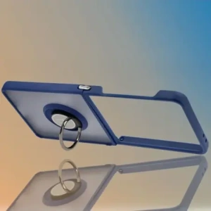 Etui z uchwytem na palec Bizon Case Hybrid Ring do Samsung Galaxy Z Flip7 przydymione z ciemnoniebieską ramką