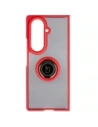 Etui z uchwytem na palec Bizon Case Hybrid Ring do Samsung Galaxy Z Fold7 przydymione z czerwoną ramką