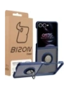 Etui z uchwytem na palec Bizon Case Hybrid Ring do Samsung Galaxy Z Flip7 przydymione z ciemnoniebieską ramką