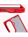 Etui z uchwytem na palec Bizon Case Hybrid Ring do Samsung Galaxy Z Fold7 przydymione z czerwoną ramką