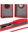 Etui z uchwytem na palec Bizon Case Hybrid Ring do Samsung Galaxy Z Fold7 przydymione z czerwoną ramką