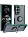 Etui z uchwytem na palec Bizon Case Hybrid Ring do Samsung Galaxy Z Fold7 przydymione z ciemnozieloną ramką