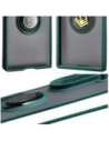 Etui z uchwytem na palec Bizon Case Hybrid Ring do Samsung Galaxy Z Fold7 przydymione z ciemnozieloną ramką